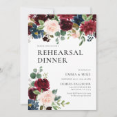 Boho Burgundy Blush Reply Dîner Invitation (Devant)