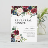 Boho Burgundy Blush Reply Dîner Invitation (Debout devant)