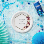 Boho Burgundy Bruiloftsfeest Papieren Bord (Feest)