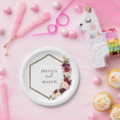 Boho Burgundy Bruiloftsfeest Papieren Bord (Feest)