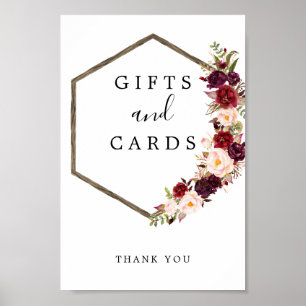 Boho Burgundy Cadeaus en Kaarten Bord Poster