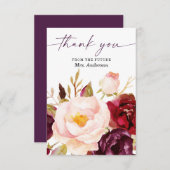 Boho Burgundy Carte de remerciements de Fêtes des  (Devant / Derrière)