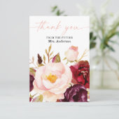 Boho Burgundy Carte de remerciements de Fêtes des  (Debout devant)