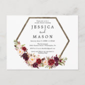 Boho Burgundy Couples Douche Invitation (Devant)