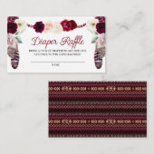Boho Burgundy Diaper Raffle Enclosure Card Informatiekaartje (Voorkant / Achterkant)