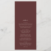 Boho Burgundy Elegant Minimaliste Menu Mariage (Devant)