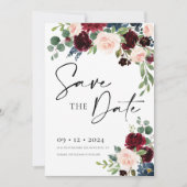 Boho Burgundy en Blush Save the Date Invitation Kaart (Voorkant)