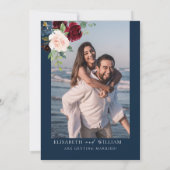 Boho Burgundy en Blush Save the Date Invitation Kaart (Achterkant)