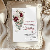 Boho Burgundy Faire-part de mariage d'aquarelle bl