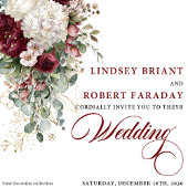 Boho Burgundy Faire-part de mariage d'aquarelle bl