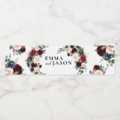 Boho Burgundy Floral Mariage Étiquette de bouteill (Étiquettes simples)