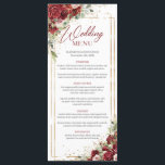 Boho burgundy floral or géométrique menu mariage<br><div class="desc">Faites plaisir à vos invités Mariages avec ce menu mariage avec des roses de marsala rouge profonde aquarelle et des fleurs rousses mélangeant des feuilles fraîches d'eucalyptus vert feuillage mélangé or brillant et élégant tissé dans cadre doré. Donnez-leur des moments inoubliables pleins d'amour et de joie. N'hésitez pas à me...</div>