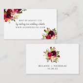 Boho Burgundy Floral rsvp Informatiekaartje (Voorkant / Achterkant)