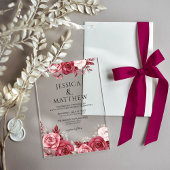 Boho Burgundy Floral Wedding Acryl Uitnodigingen