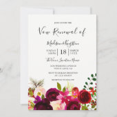 Boho Burgundy Flowers Vow Renewal Uitnodiging (Voorkant)