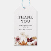 Boho Burgundy Herfst Floral Wedding Gift Label Cadeaulabel (Voorkant)
