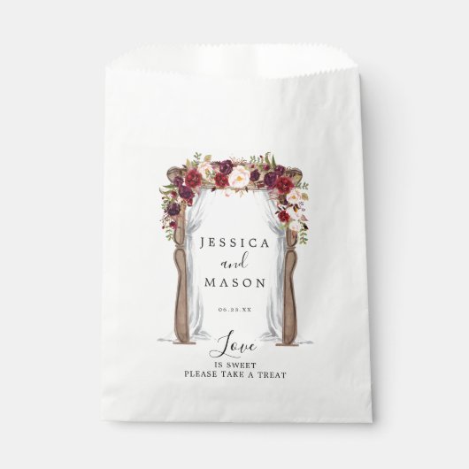 Boho Burgundy Mariage Arch Favoriser les sacs (Devant)