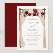 Boho Burgundy Marsala Bloemige Trouwdag Kaart (Voorkant / Achterkant)