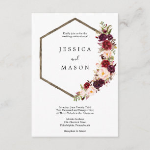 Boho Burgundy Marsala Faire-part de mariage