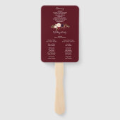 Boho Burgundy Marsala Wedding Fan Program Handwaaier (Achterkant)