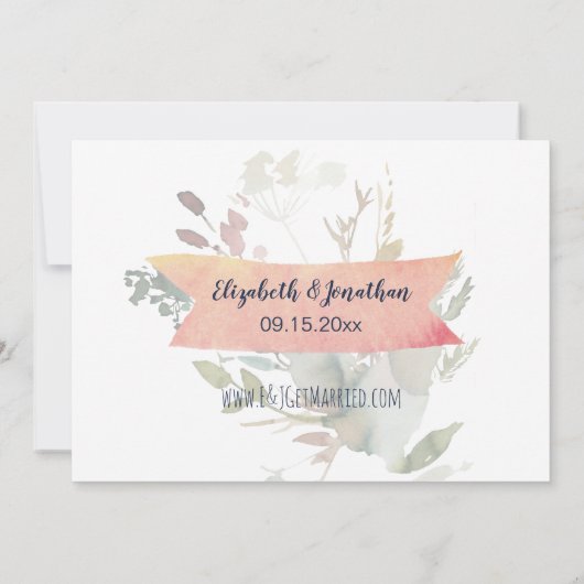 Boho Burgundy Navy Floral Foto ZZ Save the Date (Achterkant)