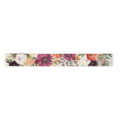 Boho Burgundy + Peach Waterverf Floral Ribbon Lint (Voorkant)