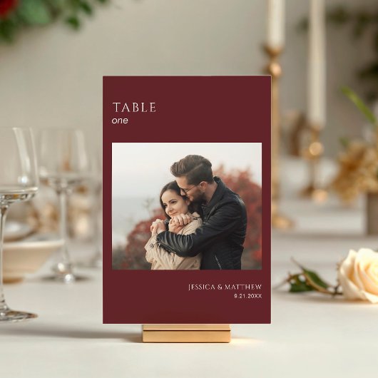 Boho Burgundy Photo Wedding Kaart