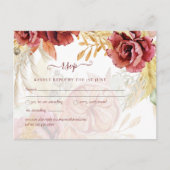 BOHO Burgundy Roos Pampas Grass Wedding Briefkaart (Voorkant)