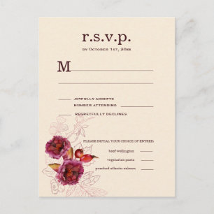 Boho Burgundy Roos RSVP Briefkaart