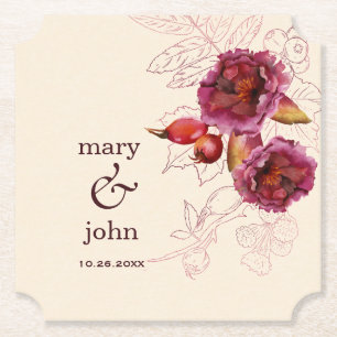 Boho Burgundy Roos Tracery Kartonnen Onderzetters