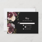 Boho Burgundy Rose Blanc Floral RSVP | (Devant)