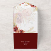 Boho Burgundy Roze Pampas Gras Bruiloft All In One Uitnodiging (Buitenkant)