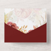 Boho Burgundy Roze Pampas Gras Bruiloft All In One Uitnodiging (Achterkant)