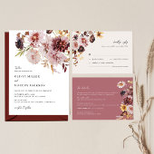 Boho Burgundy Terracotta Dahlia Faire-part de mari