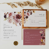 Boho Burgundy Terracotta Dahlia Faire-part de mari