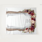 Boho Burgundy Trouwboog Achtergrond Foto Booth Wandkleed (Voorkant (horizontaal))