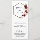 Boho Burgundy Wedding Programme (Devant)