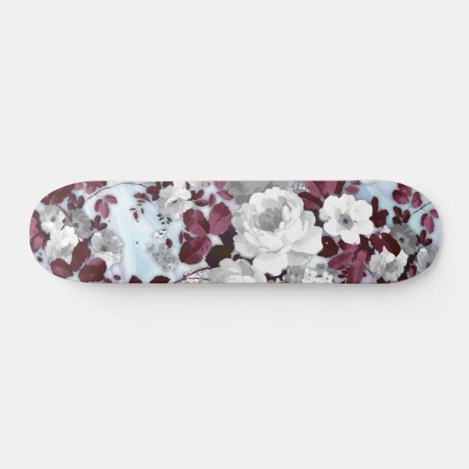 Boho burgundy witte pastelpastelpatroon skateboard (Horizontaal)