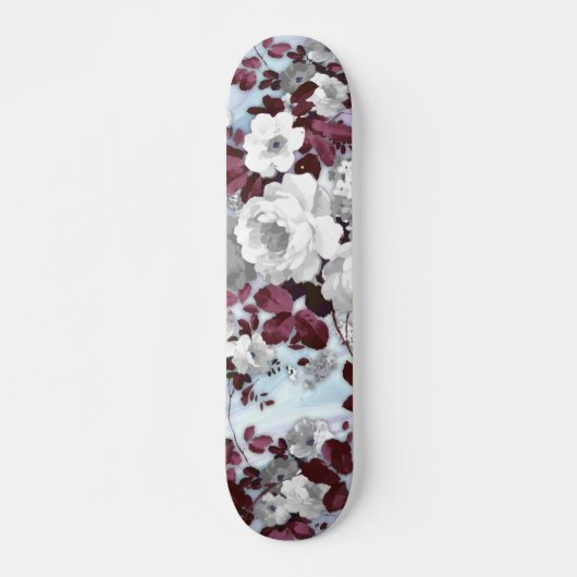 Boho burgundy witte pastelpastelpatroon skateboard (Voorkant)