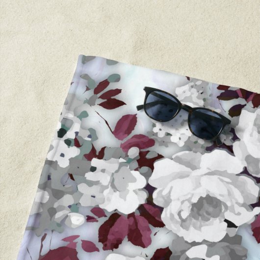 Boho burgundy witte pastelpastelpatroon strandlaken (In situ)