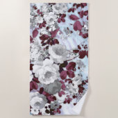 Boho burgundy witte pastelpastelpatroon strandlaken (Voorkant)