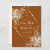 Boho Burn Orange Diamond Gold Wedding Kaart (Voorkant)