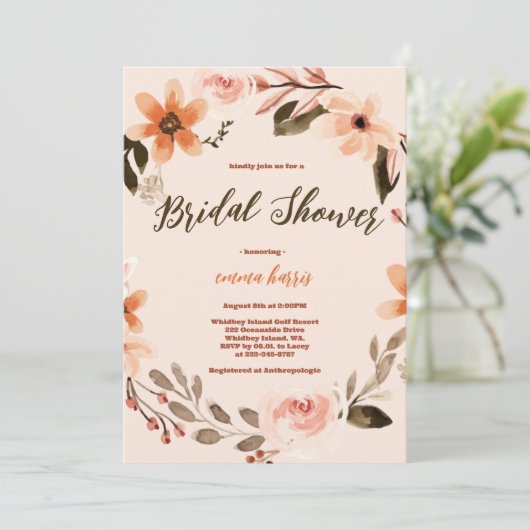 Boho Burnt Orange Bridal Show Invitation (Debout devant)