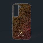 Boho Burnt Orange Floral Gold Monogram Name<br><div class="desc">Boho Burnt Orange Floral Gold Monogram Name Phone Case. Monogram is an elegant gold serif font and your name is a white sans serif font.</div>