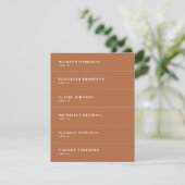 Boho Burnt Orange Mariage Carte Nom (Debout devant)