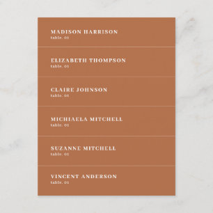 Boho Burnt Orange Mariage Carte Nom