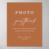 Boho Burnt Orange Mariage Photo Livre d'or Signe (Devant)