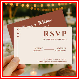 Boho Burnt Orange Moderne Huwelijks-RSVP-Kaart RSVP Kaartje