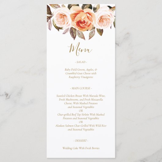 Boho Burnt Oranje Fall Wedding Menu (Voorkant)