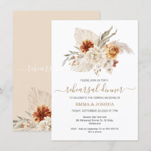 Boho Burnt Sinaasappel Floral Bouquet repesal Dinn Kaart